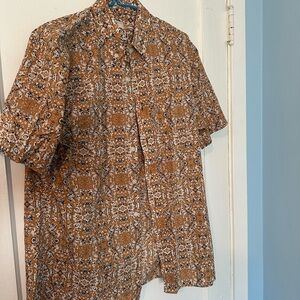 Club Monaco Tan Patterned Button-Down Shirt